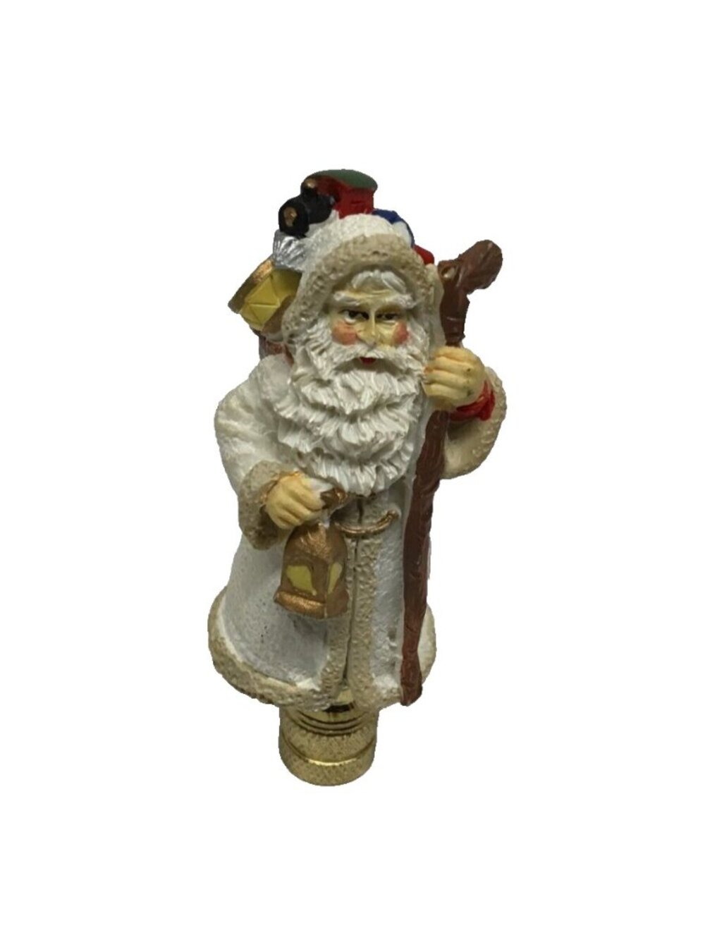JD Polystone Old World Burlap Father Christmas Lamp Finial Vintage 1982